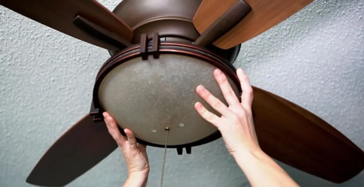 Ceiling fan repair and reinstallation on ceiling mount in Staten Island, NY